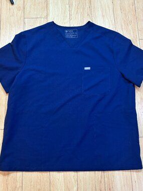 Figs Chisec Three Pocket Scrub Shirt Navy Blue V Neck Men’s Size XXL 1000201